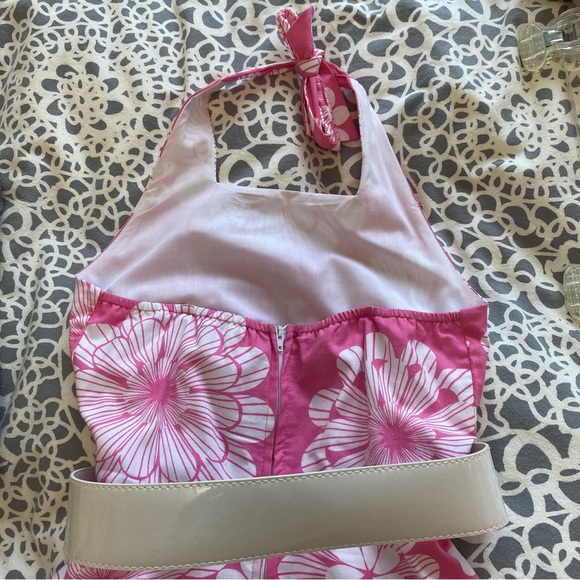 RARE EDITIONS RETRO PINK FLORAL HALTER DRESS - Picture 5 of 10